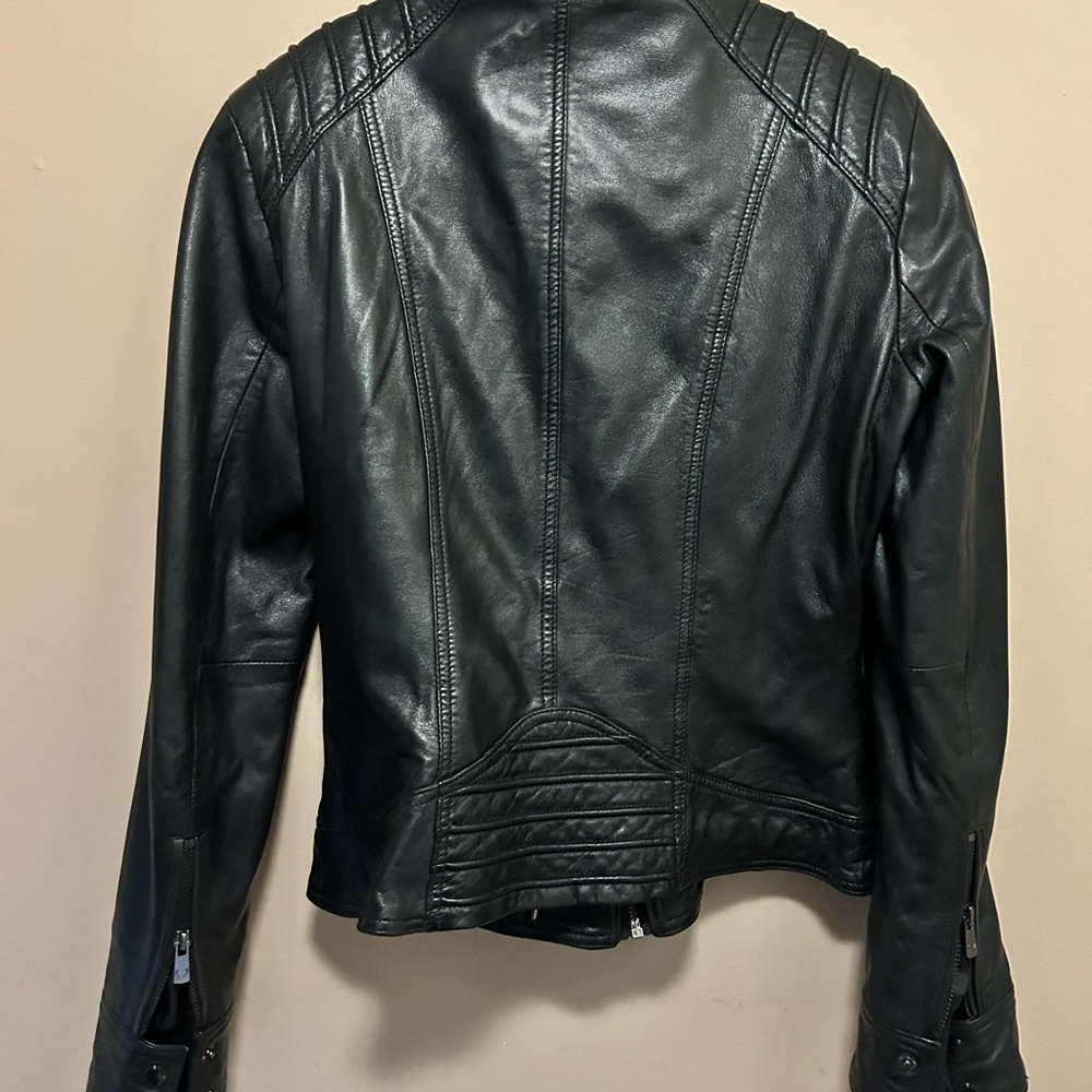 Black Leather Jacket with detachable Hood see pics. Soft leather worn once - Picture 6 of 15